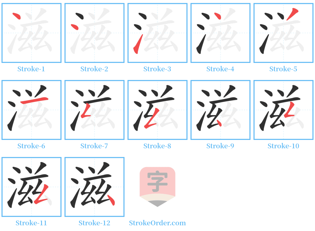 滋 Stroke Order Diagrams