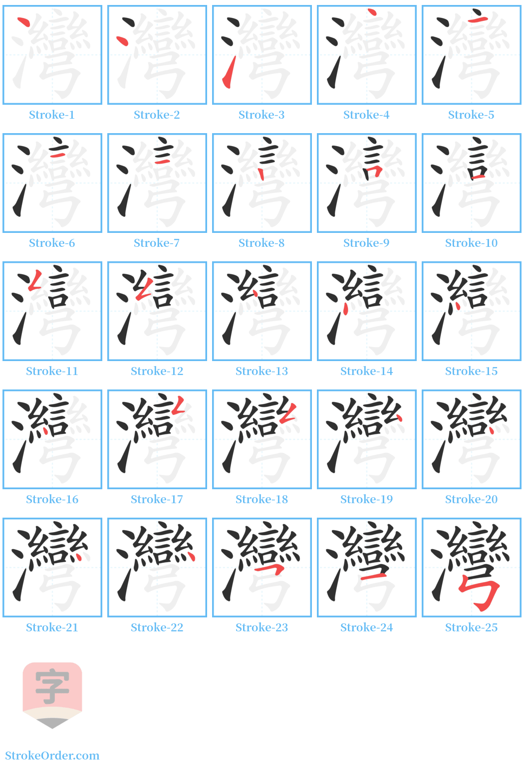 灣 Stroke Order Diagrams