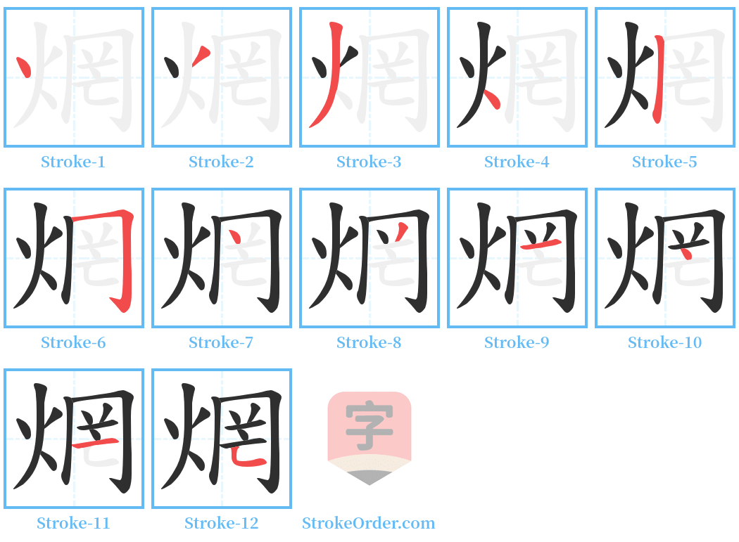 焹 Stroke Order Diagrams