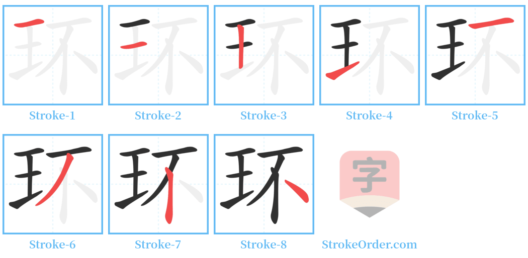 环 Stroke Order Diagrams