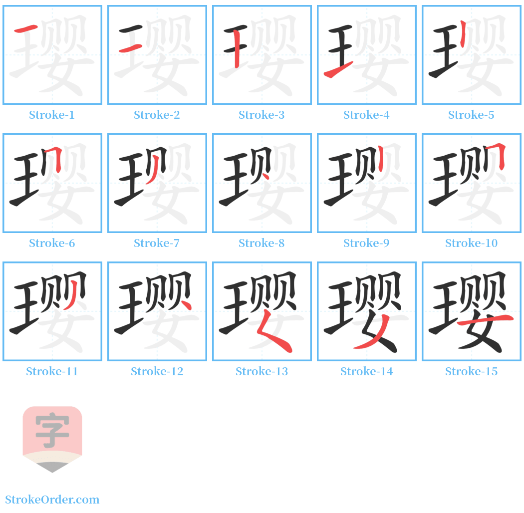 璎 Stroke Order Diagrams