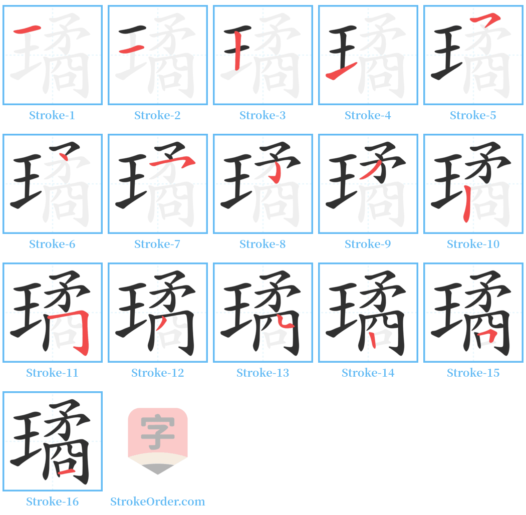 璚 Stroke Order Diagrams