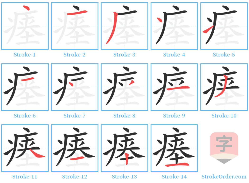 瘗 Stroke Order Diagrams