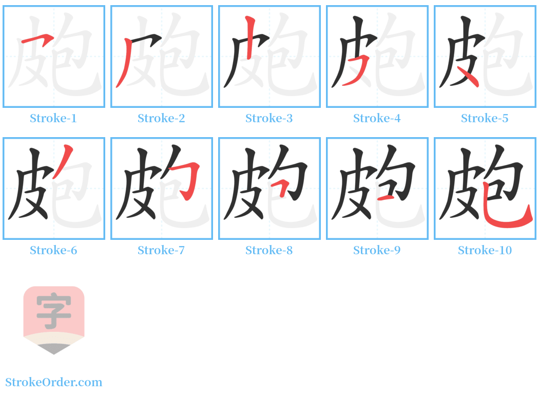 皰 Stroke Order Diagrams