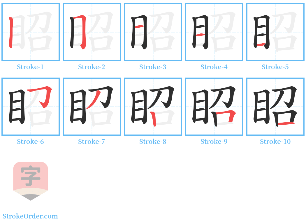 眧 Stroke Order Diagrams