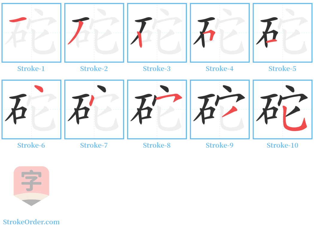 砣 Stroke Order Diagrams