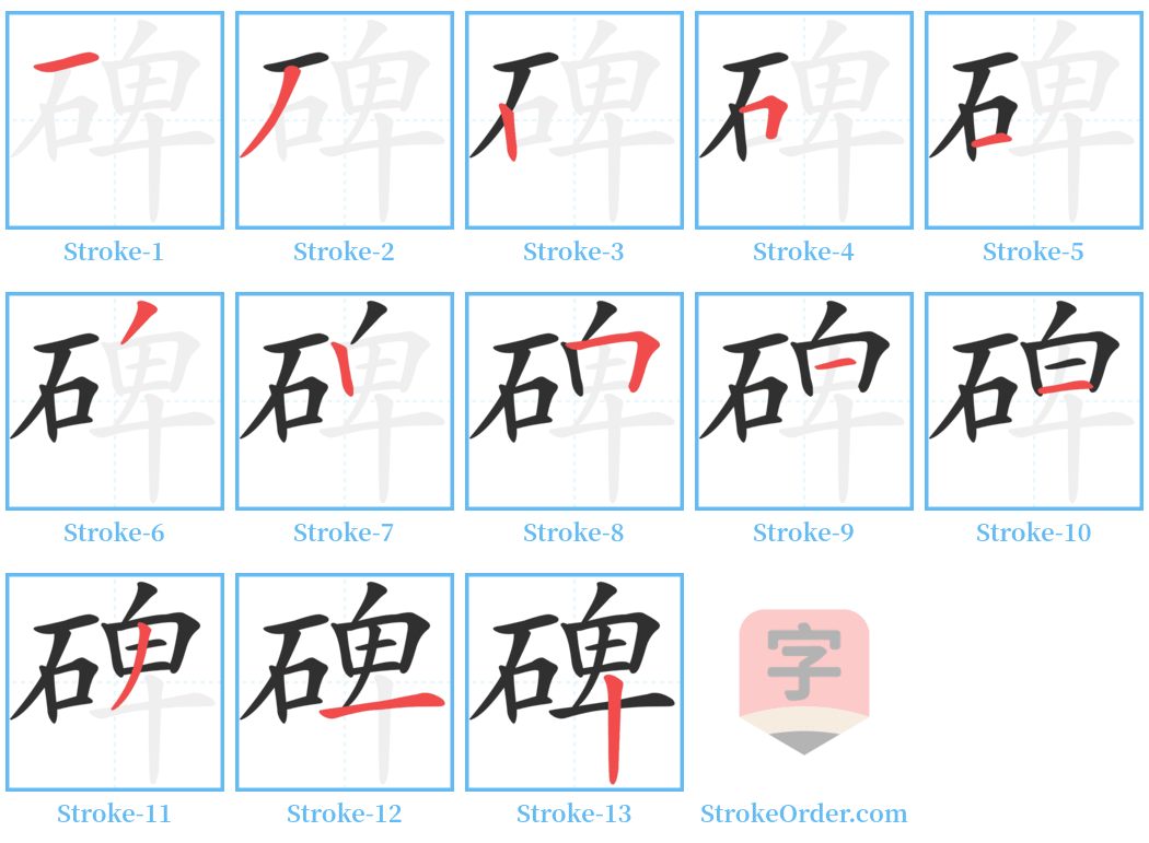碑 Stroke Order Diagrams