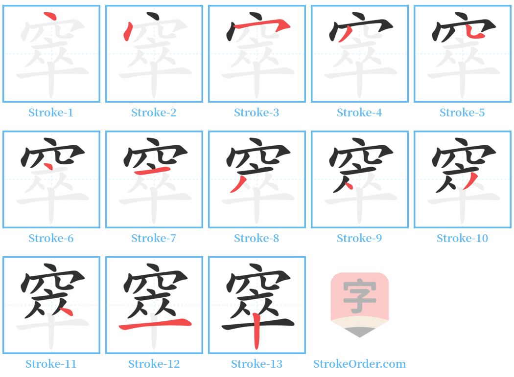 窣 Stroke Order Diagrams