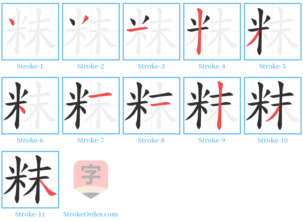 粖 Stroke Order Diagrams