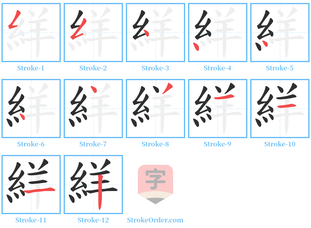 絴 Stroke Order Diagrams