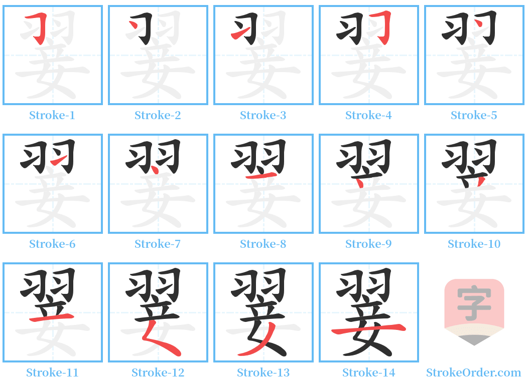 翣 Stroke Order Diagrams