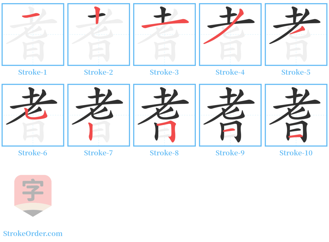 耆 Stroke Order Diagrams