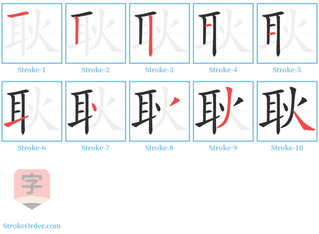耿 Stroke Order Diagrams