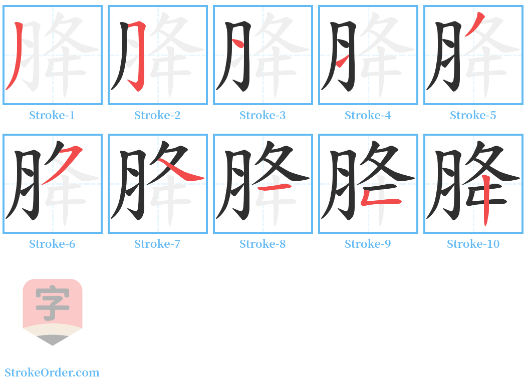 胮 Stroke Order Diagrams
