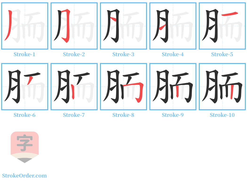 胹 Stroke Order Diagrams