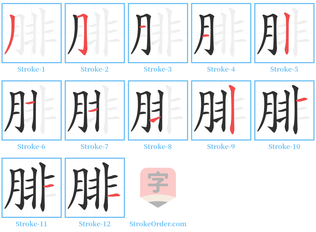 腓 Stroke Order Diagrams