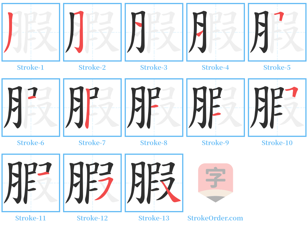 腵 Stroke Order Diagrams