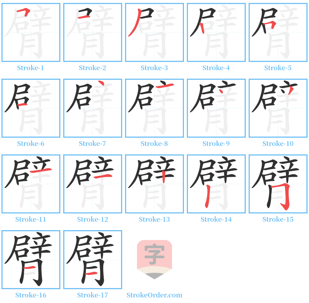 臂 Stroke Order Diagrams