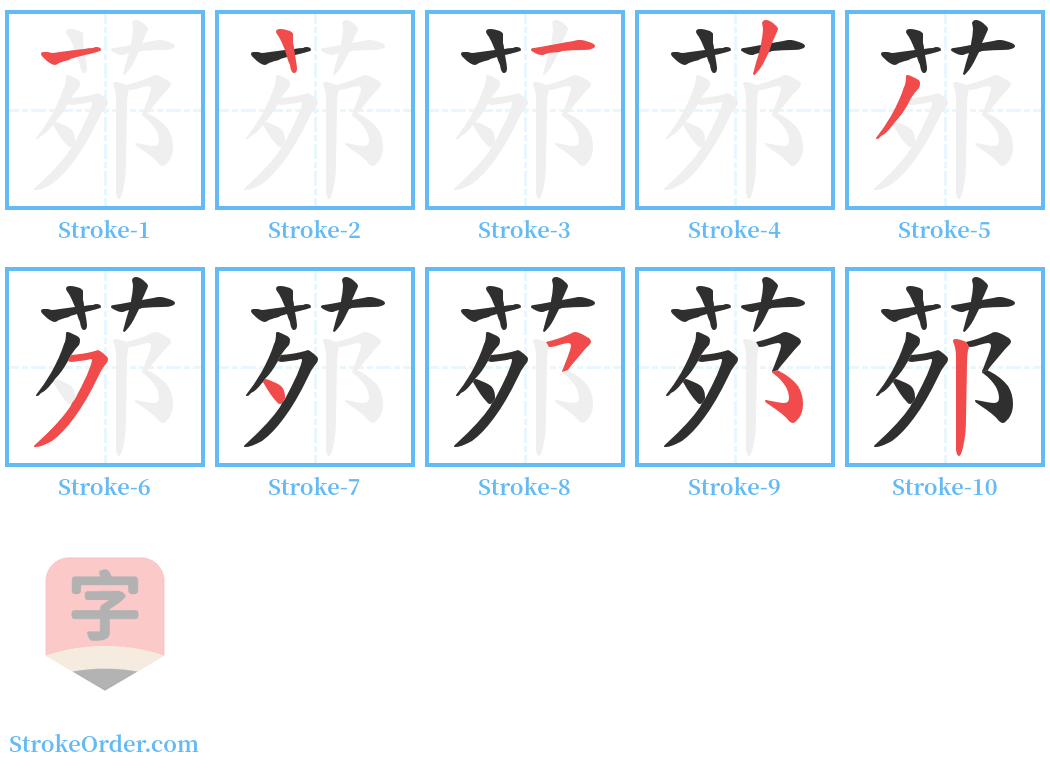 茒 Stroke Order Diagrams