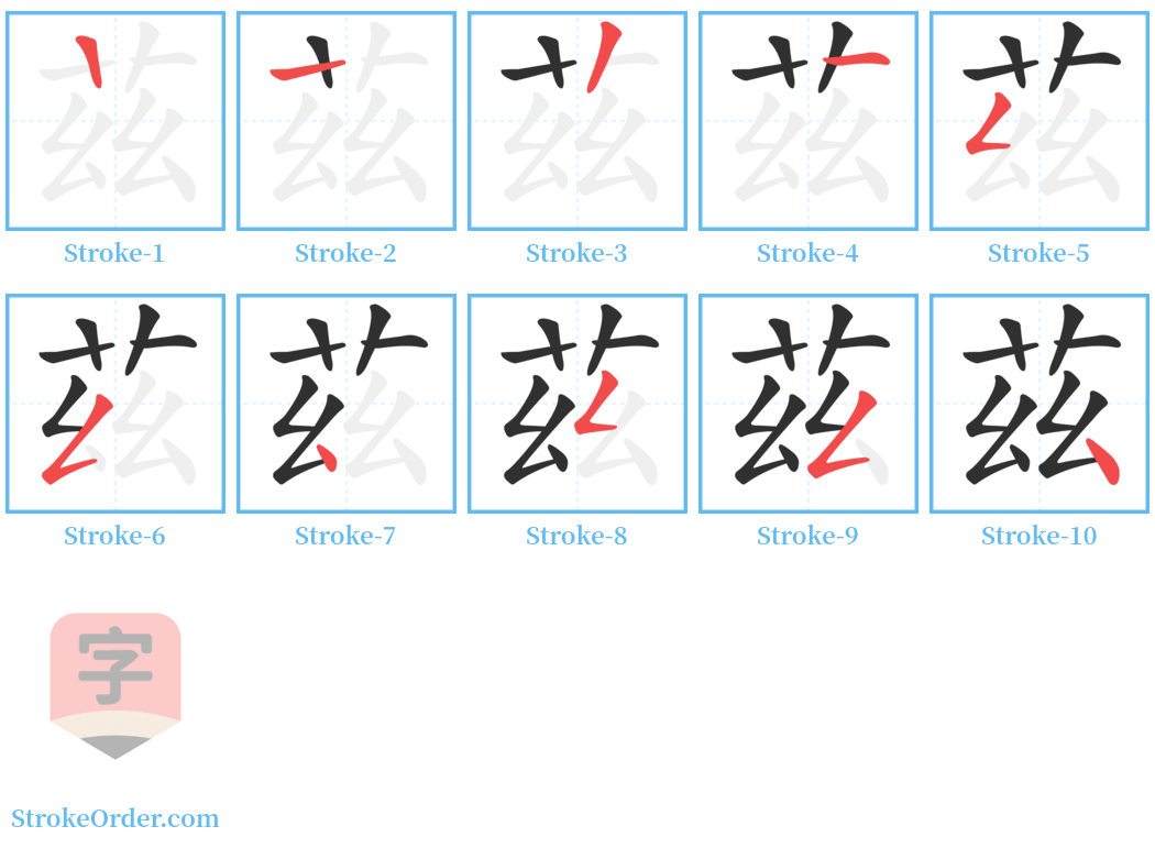 茲 Stroke Order Diagrams