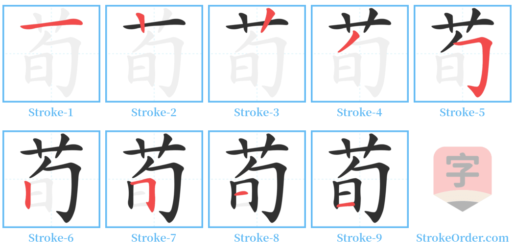 荀 Stroke Order Diagrams