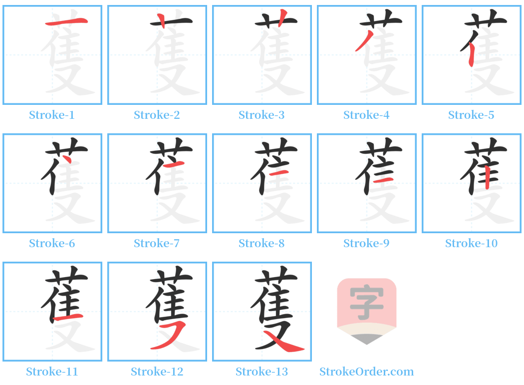 蒦 Stroke Order Diagrams