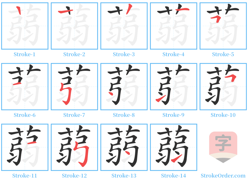 蒻 Stroke Order Diagrams