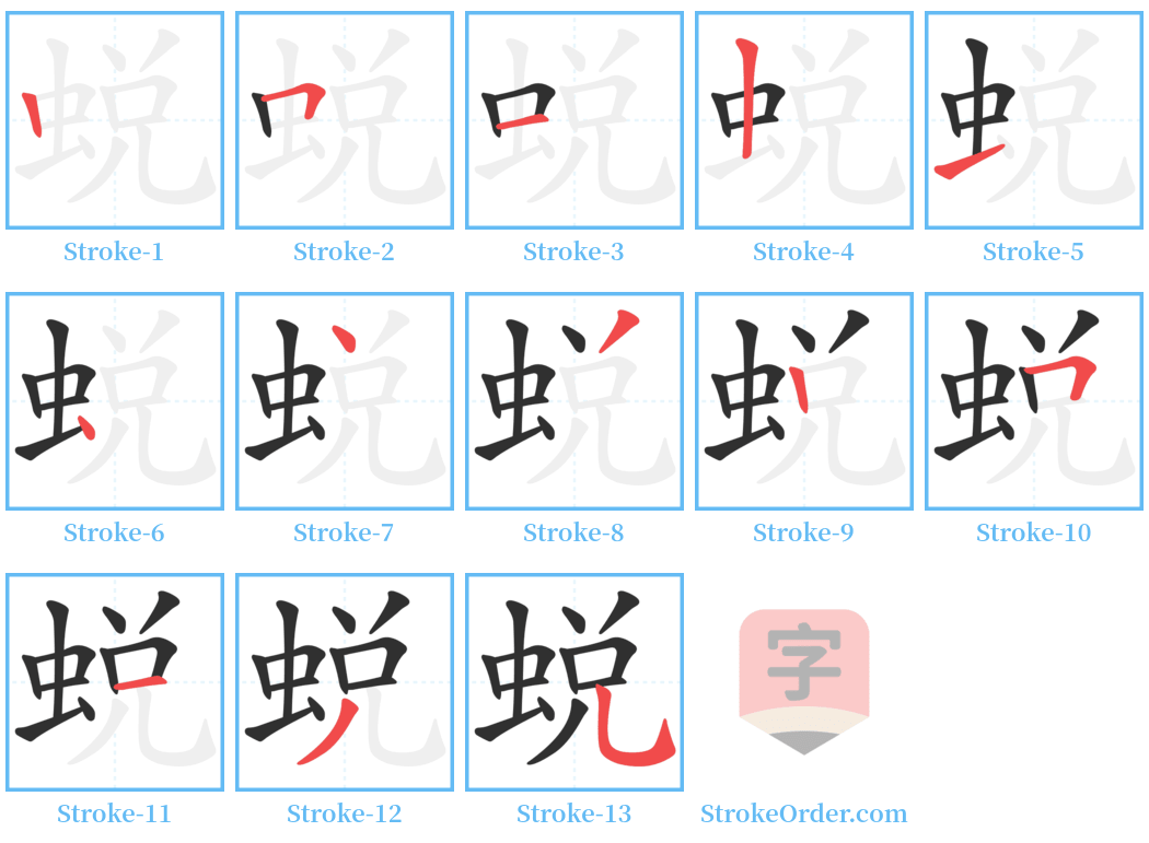 蜕 Stroke Order Diagrams