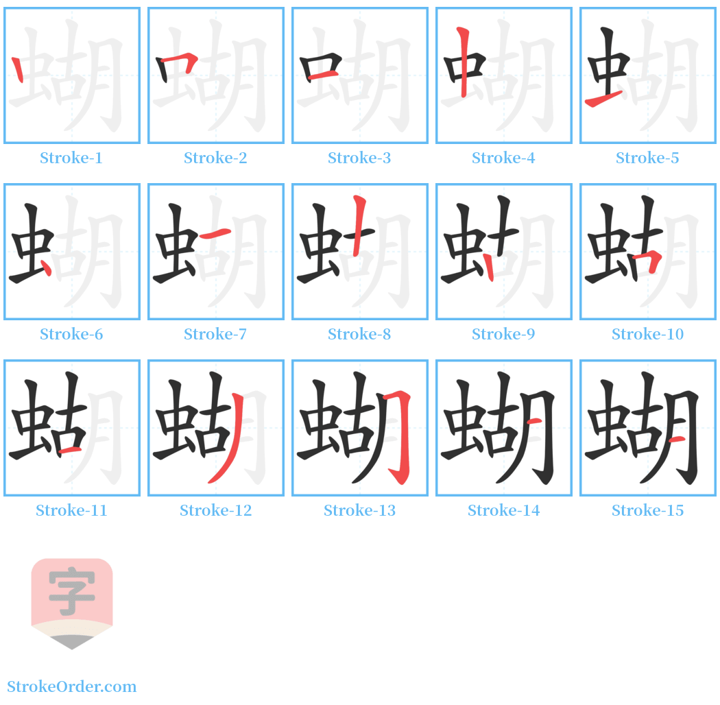 蝴 Stroke Order Diagrams