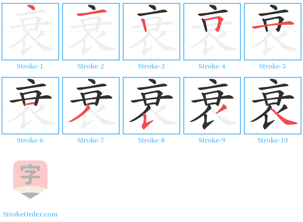 衰 Stroke Order Diagrams