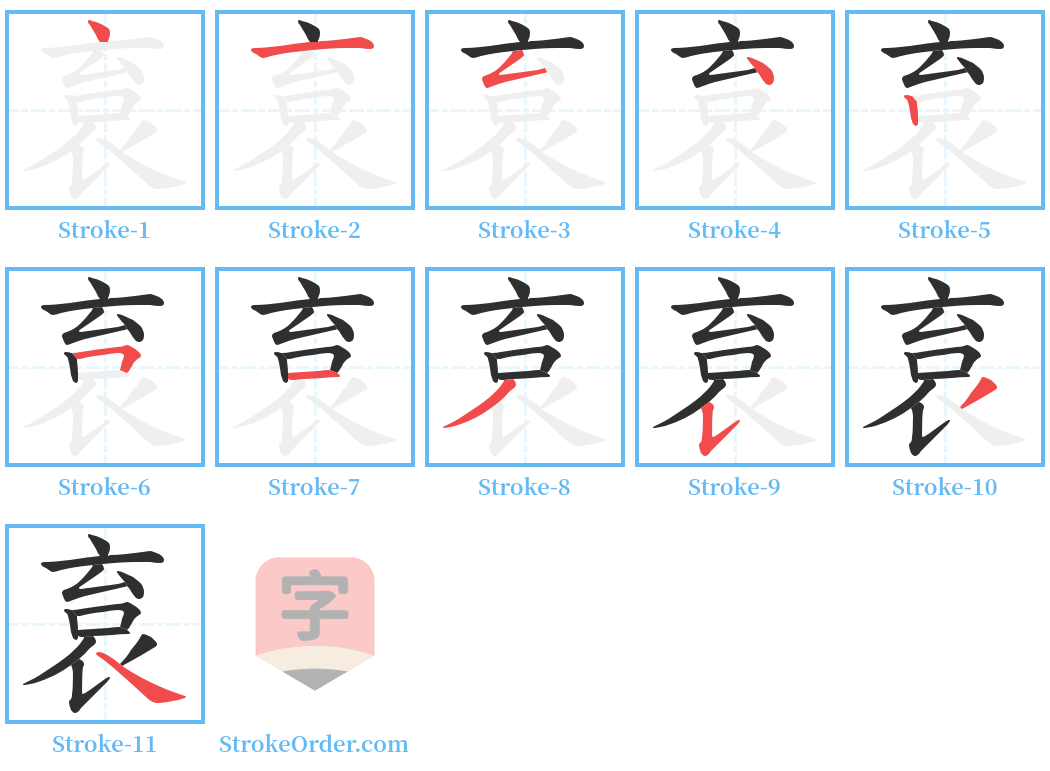 袬 Stroke Order Diagrams
