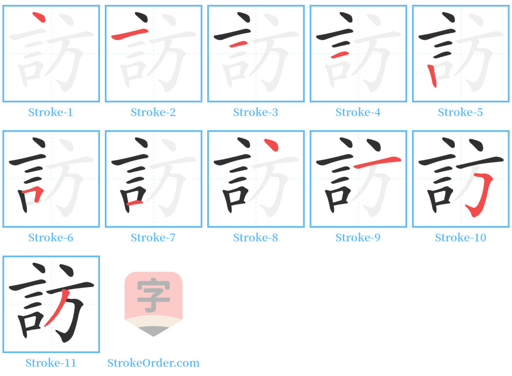 訪 Stroke Order Diagrams