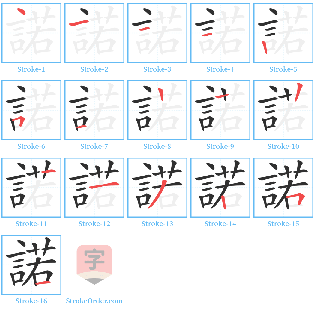 諾 Stroke Order Diagrams