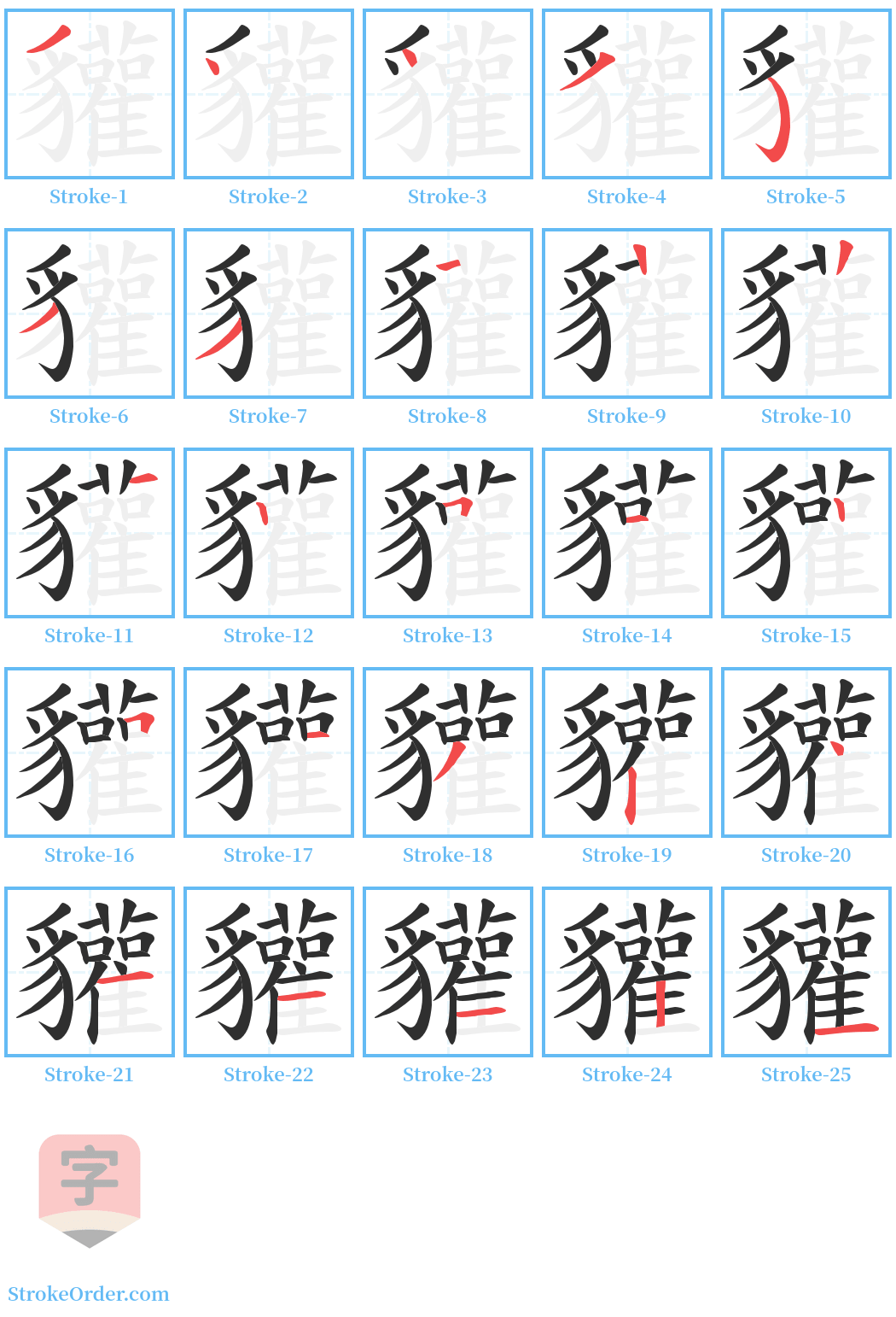 貛 Stroke Order Diagrams