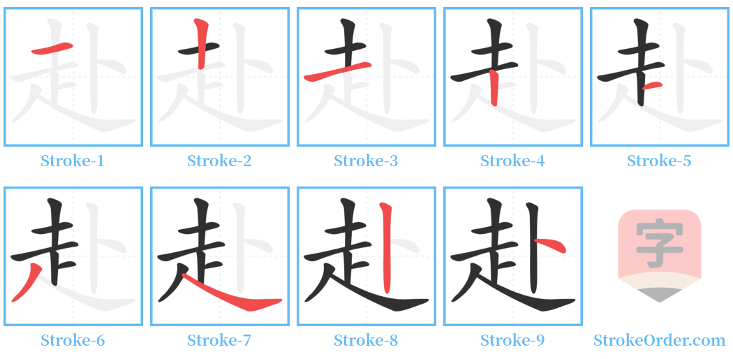 赴 Stroke Order Diagrams