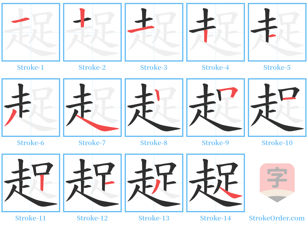 趗 Stroke Order Diagrams
