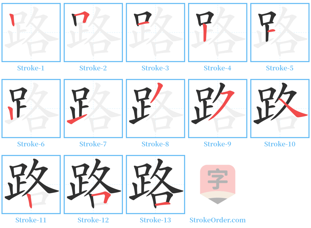 路 Stroke Order Diagrams