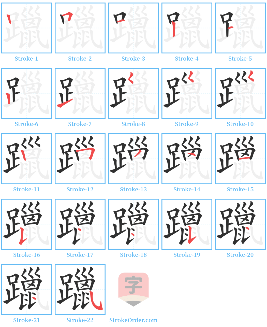躐 Stroke Order Diagrams
