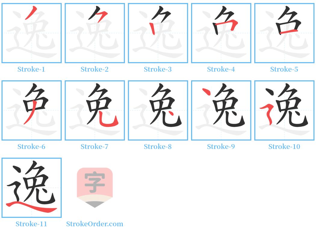 逸 Stroke Order Diagrams