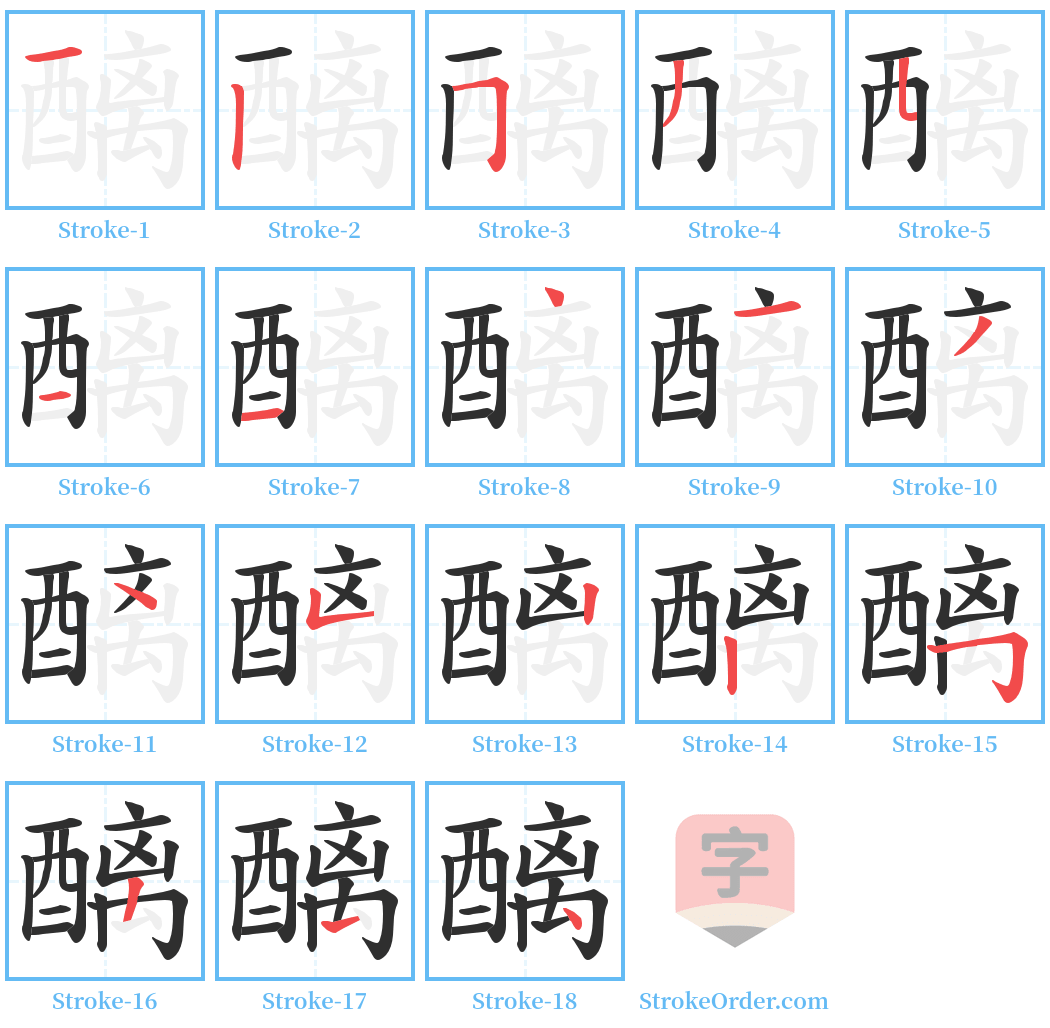 醨 Stroke Order Diagrams