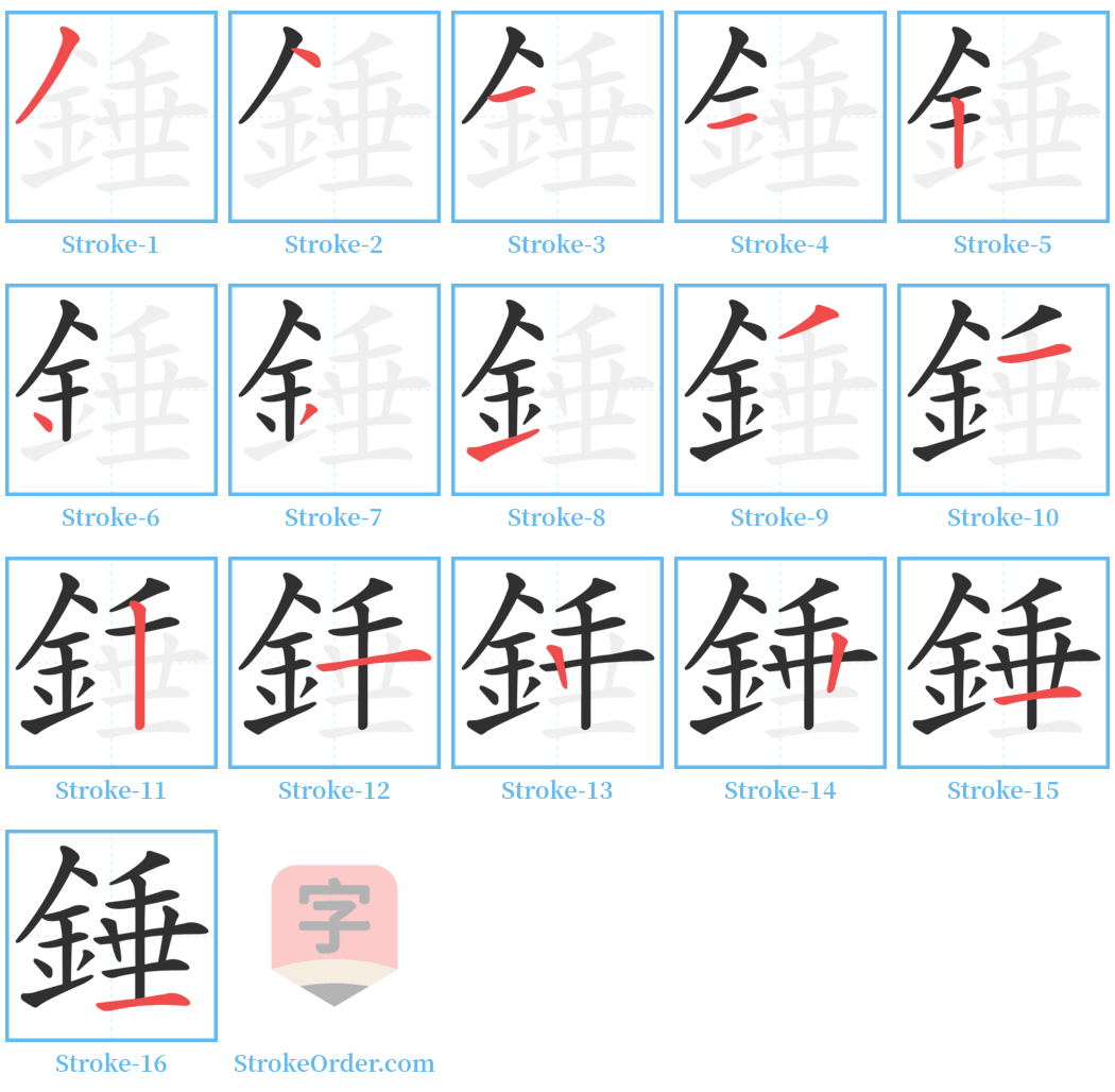 錘 Stroke Order Diagrams