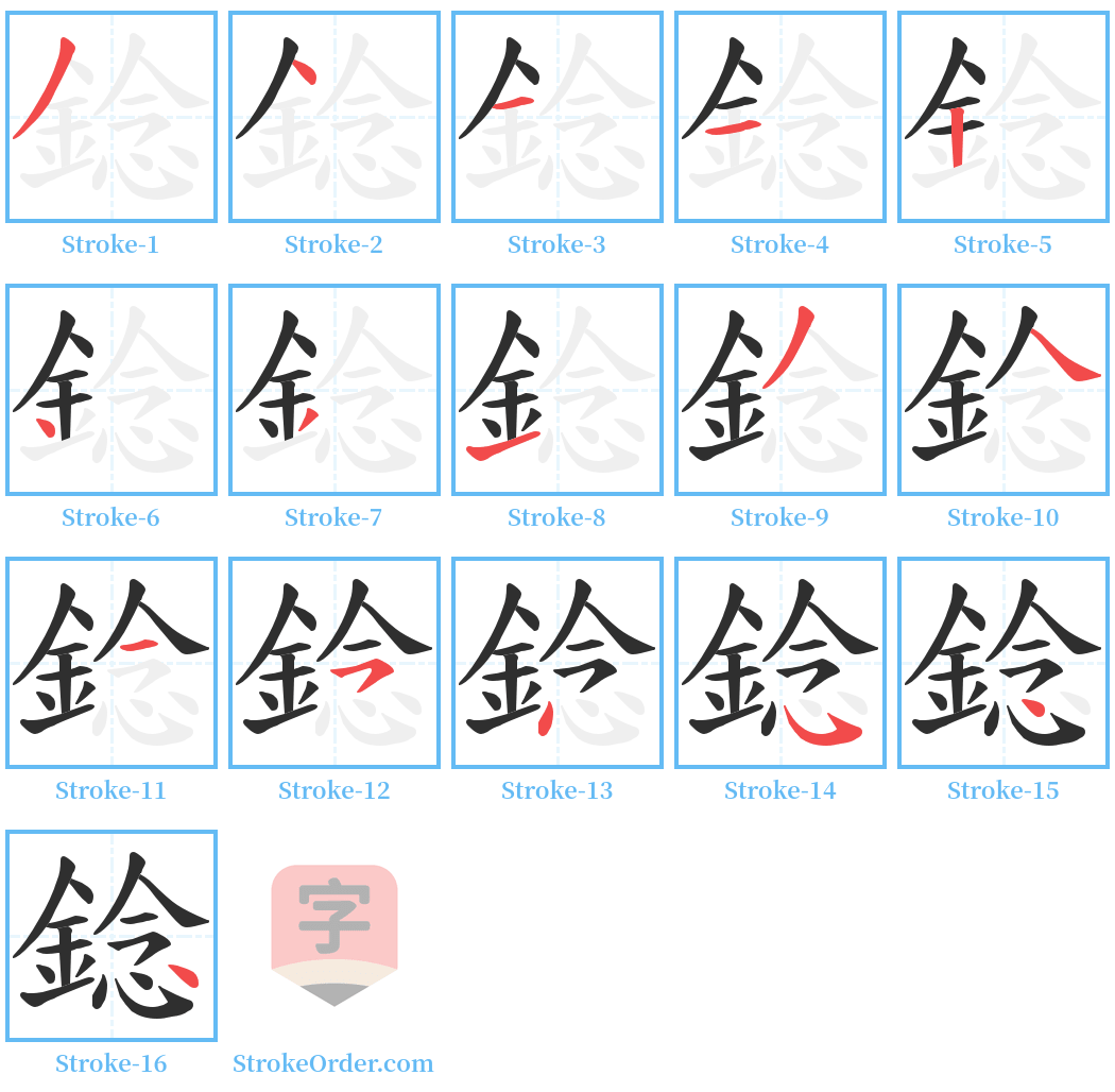 錜 Stroke Order Diagrams