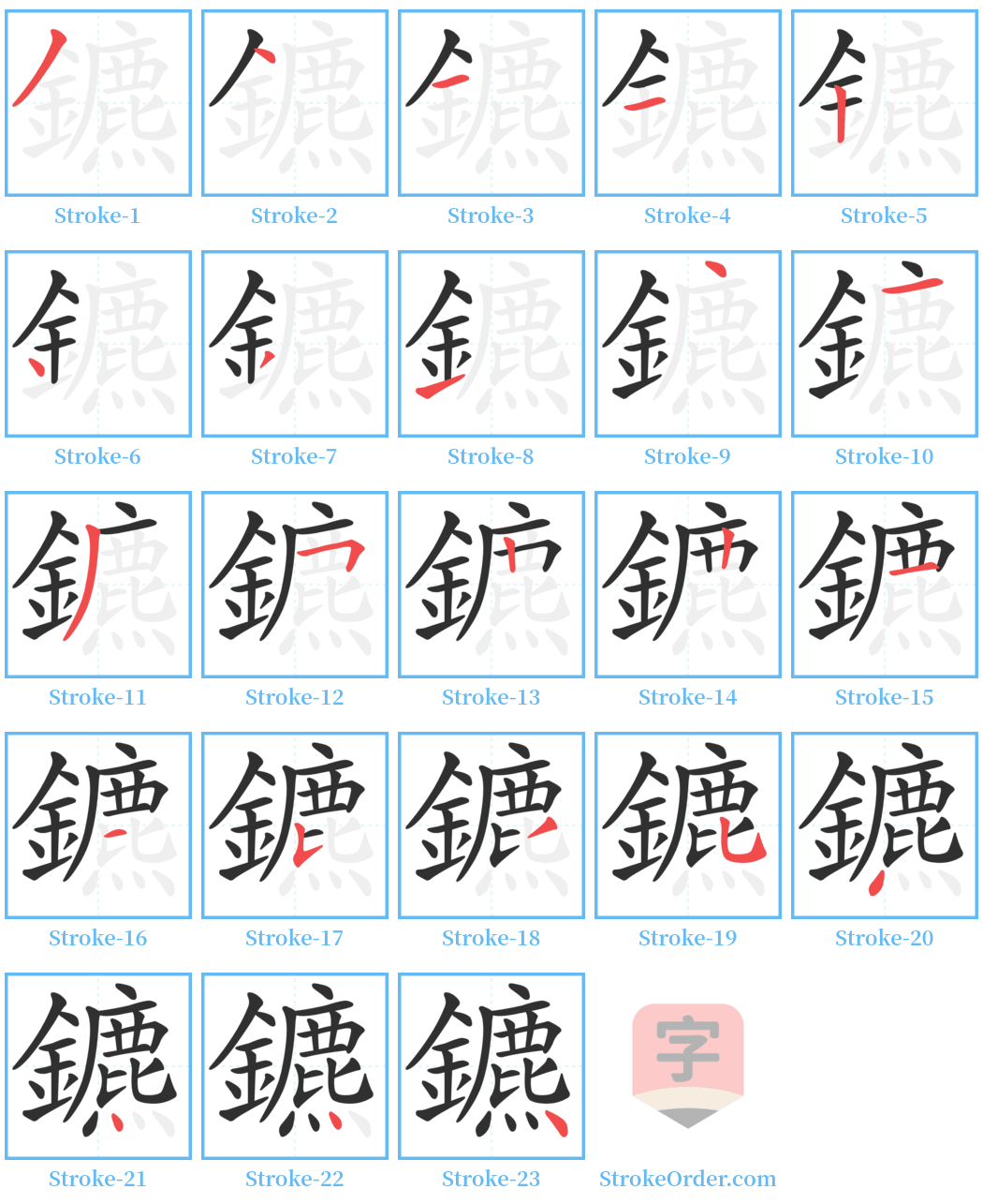 鑣 Stroke Order Diagrams
