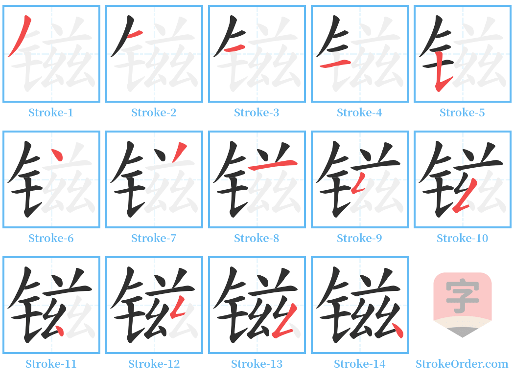 镃 Stroke Order Diagrams