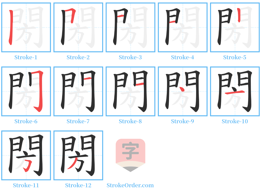 閍 Stroke Order Diagrams