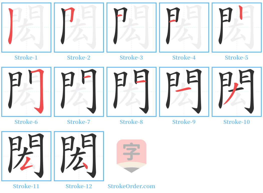 閎 Stroke Order Diagrams