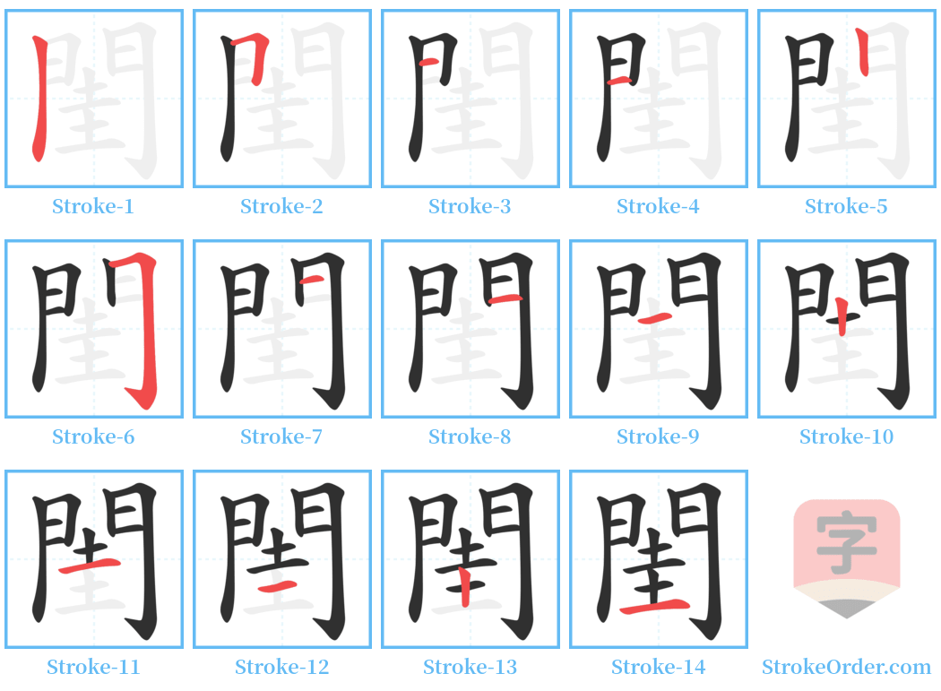 閨 Stroke Order Diagrams