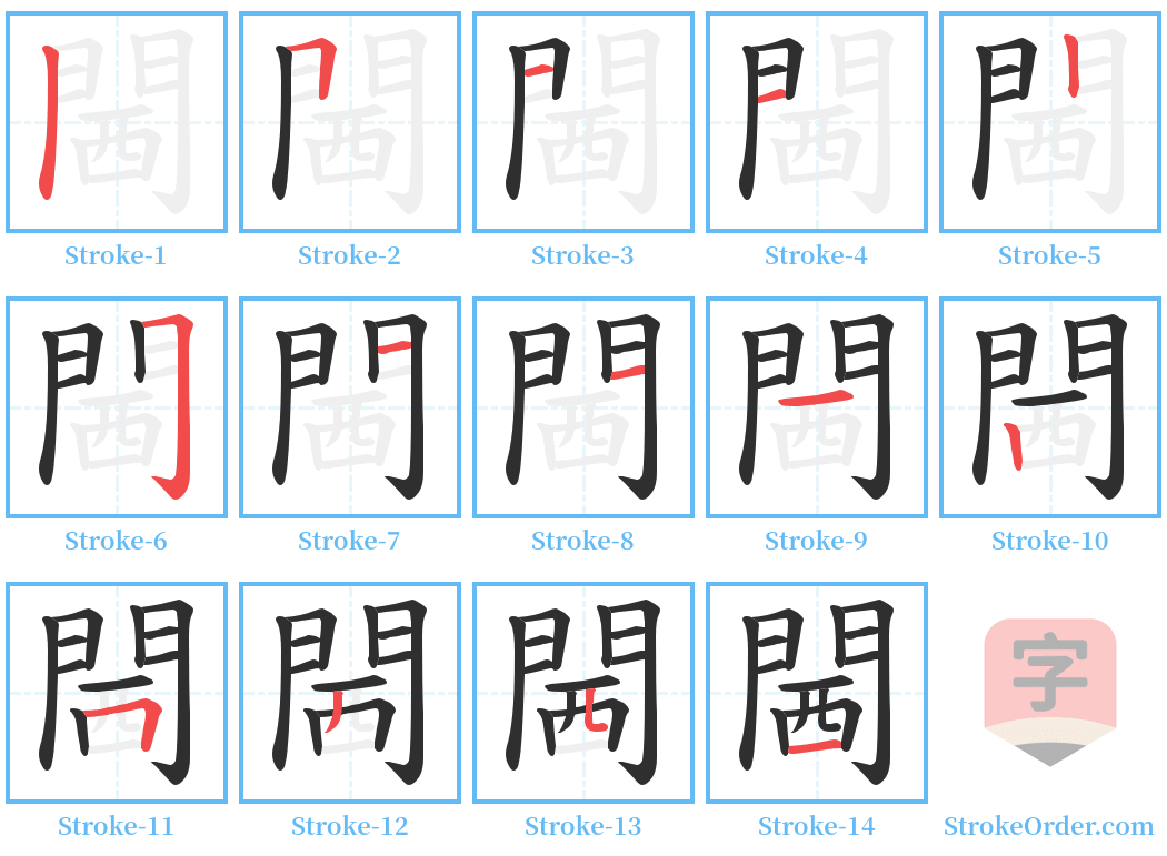 閪 Stroke Order Diagrams