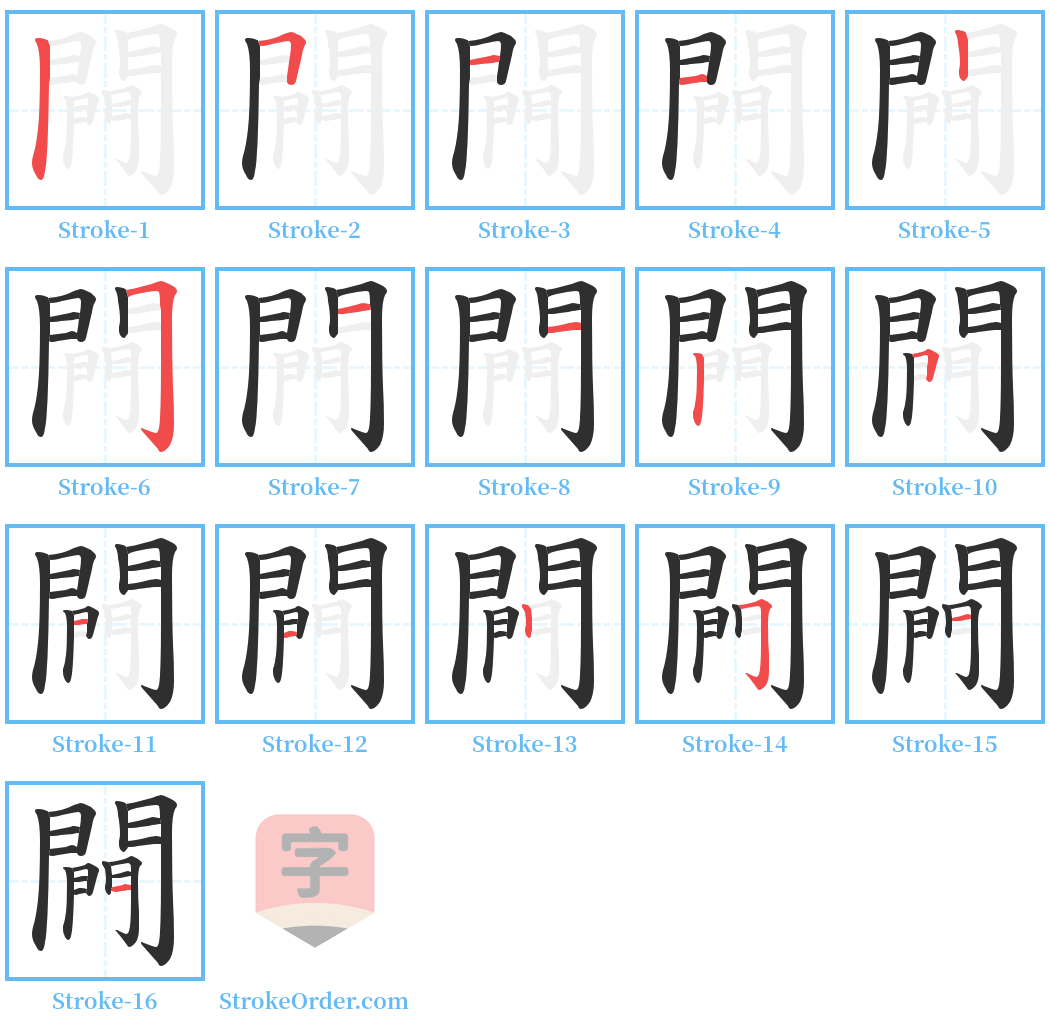 闁 Stroke Order Diagrams