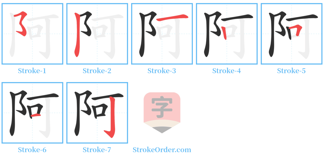 阿 Stroke Order Diagrams